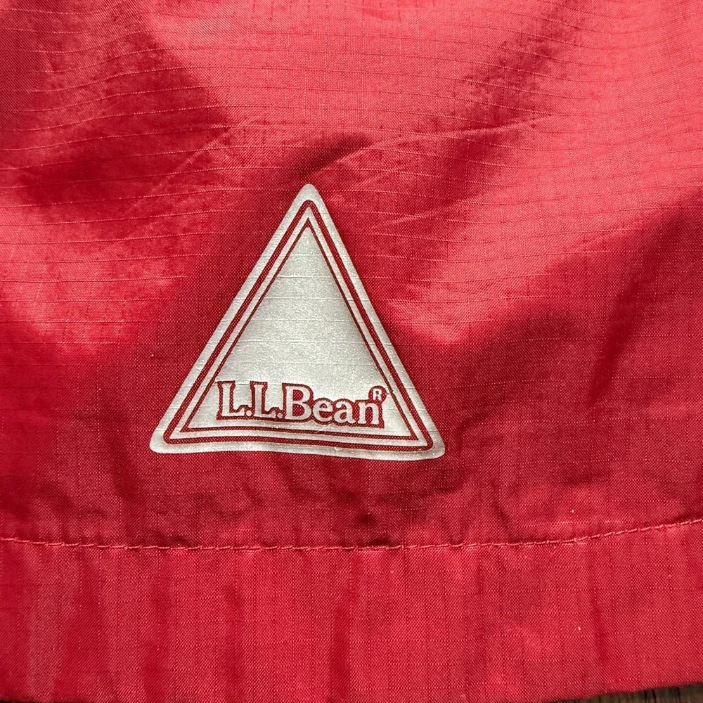 LL Bean Rain‎ Jacket Youth Large Red Kids Hooded Waterproof Reflective **READ**